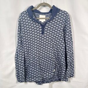 Modern Amusement Men’s Henley Hoodie — Blue Gray Pullover (M) — Streetwear